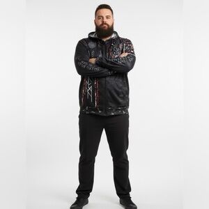 Luna Fide Men’s XXL Zip Hoodie Black Rune Occult Jacket